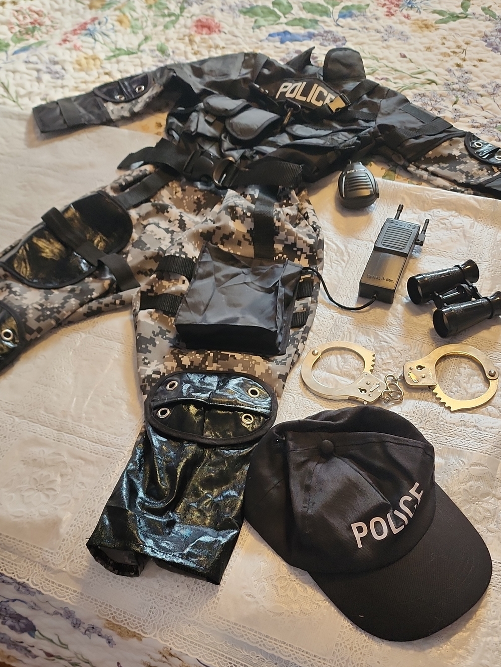 Kids Police Officer Costume Set - Black & Digital Camo